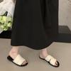 Simple Casual Lazy Niche High Sense One-word Drag 2025 New Beautiful Flat Bottom Cool Slippers Women's Summer Wear