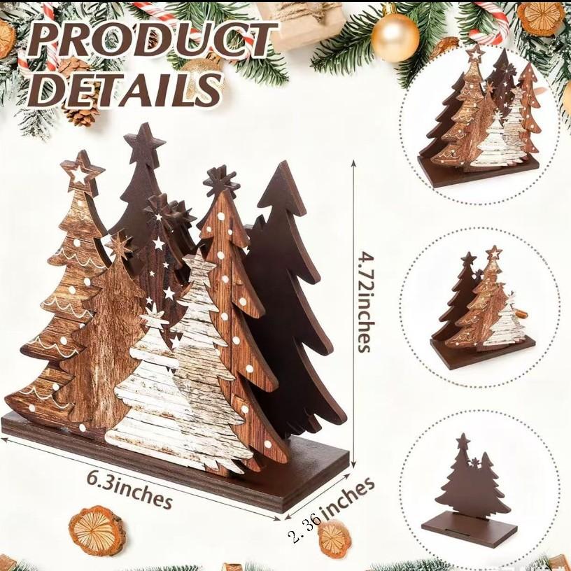 1PC Wooden Christmas Tree Tissue Holder, Desktop Three-dimensional Paper Holder, Tissue Base Napkin Holder