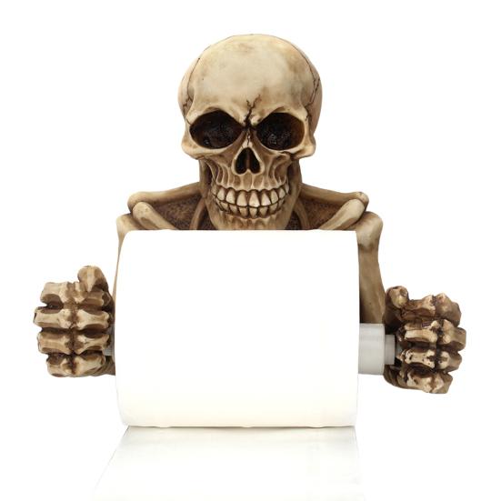 Creative Skull Toilet Paper Holder Wall Mount Paper Rack Simple Installation Halloween Skull Tissue Dispenser Bathroom Decoration