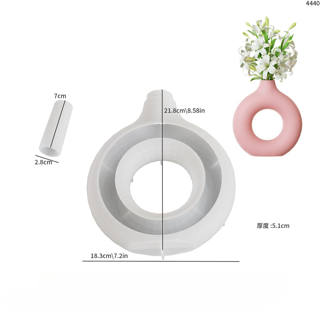 Circle Vase Silicone Mold, Oval, Circle, Stripe, Ins Style, Large Ornament, Donut, Flower Vase Mold