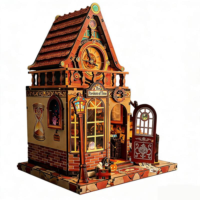New Wooden Dollhouse Time Pavilion Miniature Model with Furniture Kit DIY Assembly Toy for Child Adult Birthday Gift Casa