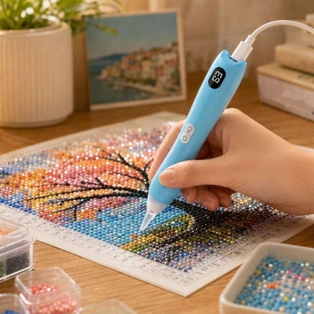 Rechargeable Electric Diamond Painting Pen Low‑Noise Led Light Handheld Diamond Art Pen Precision‑Pickup Vacuum‑Suction