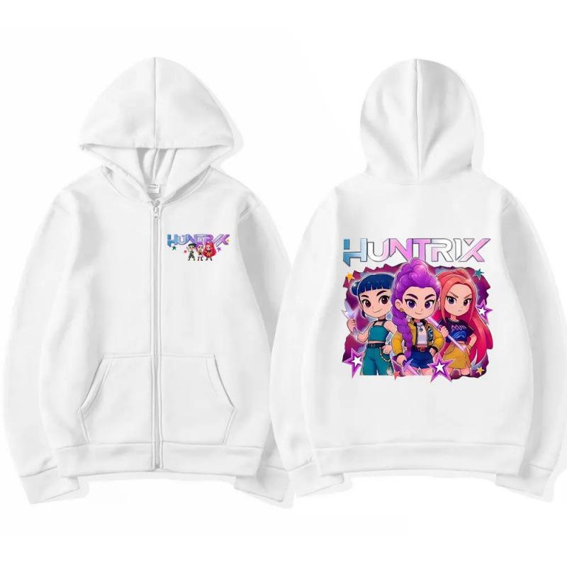 

Осень Зима K-Pop Охотники на демонов Толстовки на молнии Модные Повседневные Теплые Спортивные с длинным рукавом Женские толстовки с капюшоном XXXL белый