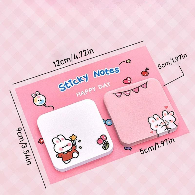 20Pcs Cartoon Animal Sticky Notes Sticker Cute Rabbit Bear Capybara Astronaut Memo Pad School Office Stationery