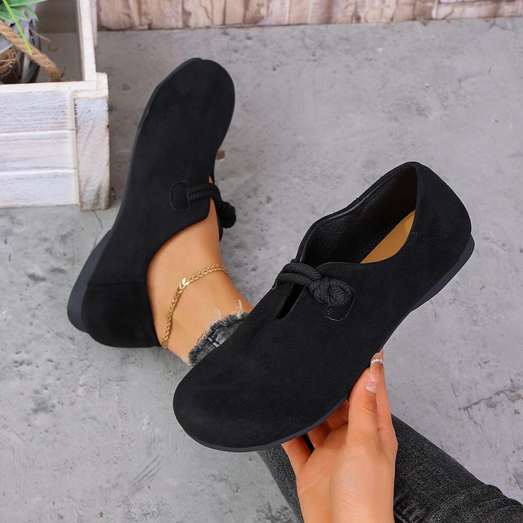 Fashion Retro Flat Shoes Women Autumn New Shallow Loafers Women's Casual Comfortable Solid Color Women's Shoe Suede Slip On Single Flats