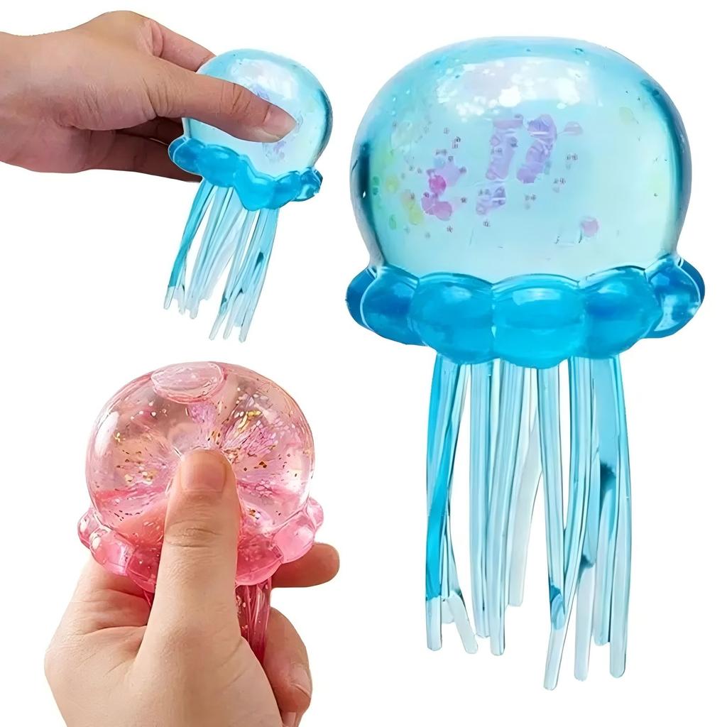 Jellyfish Squishy Toy Soft Squeeze Stress Relief Wiggly Tentacle Sensory Fidget Toy Relax Calming Toy for Kids Adults with Box