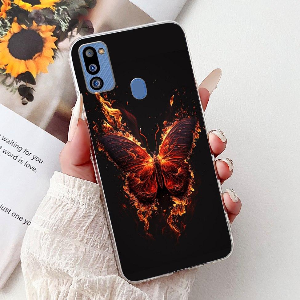 For Samsung M21 2021 Case Clear Fashion Cute Cat Cool Luxury Painted Soft Funda For Samsung Galaxy M21 2021 Back Cover SM-M215G