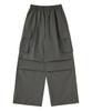 URBANAGE Waterproof Single-Pleat Cargo Parachute Wide Pants_Gray