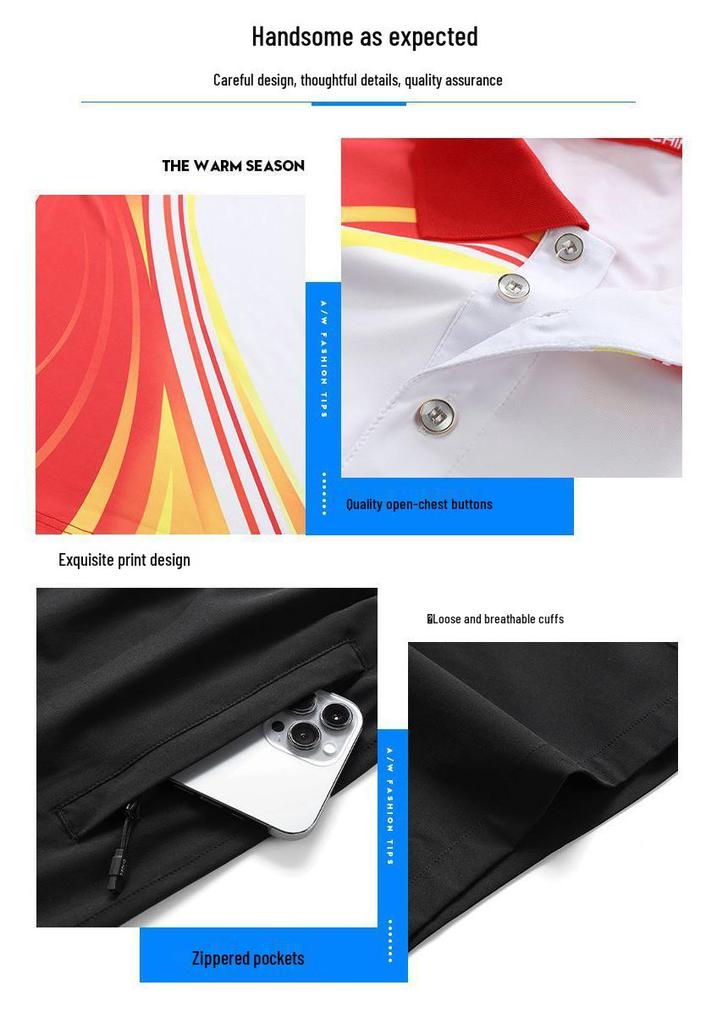 Unisex Quick-Dry Badminton & Table Tennis Set: Breathable Lapel Short-Sleeve T-shirt, Sweat-Absorbent Sports Uniform for Men & Women