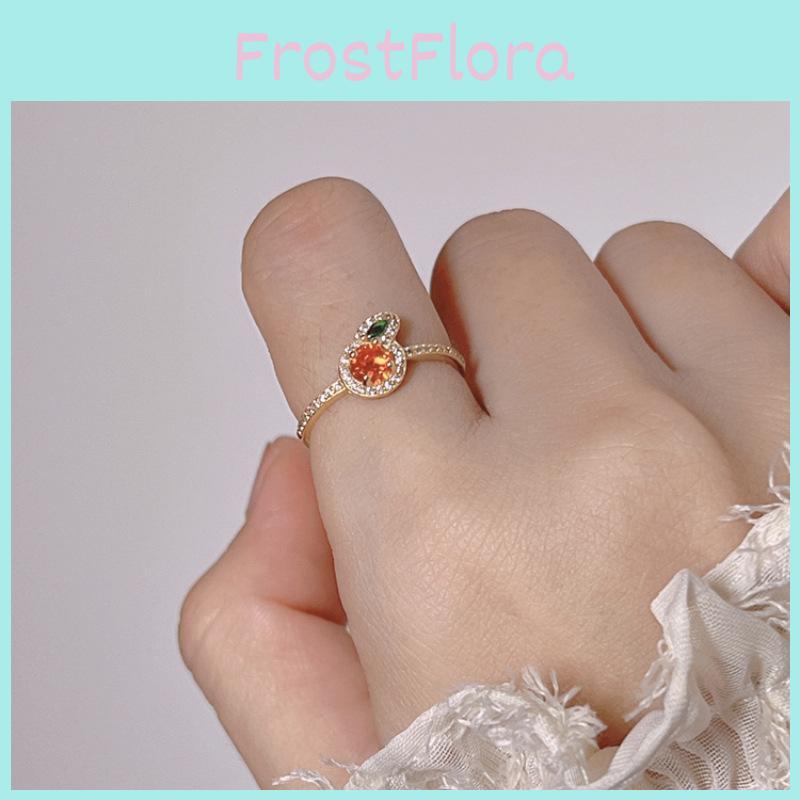 Cute Zircon Orange Ring For Women Stylish Unique Adjustable Fashionable 2024 Summer