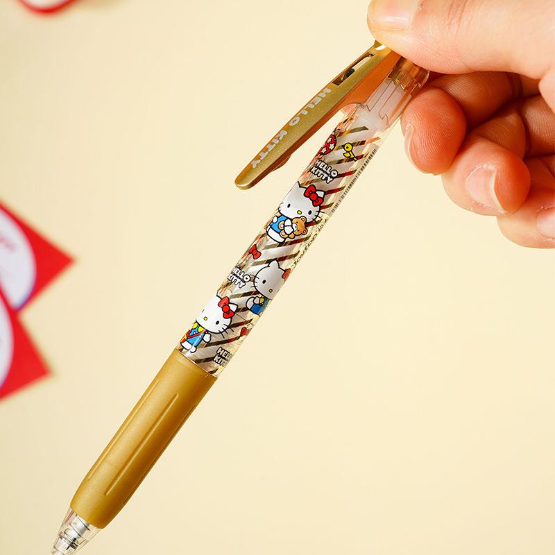 Yue Mu Hello Kitty Cartoon Click Pen Set - Quick-Dry Girly Heart ST Tip for Students