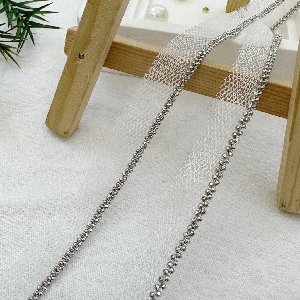 Double Row Bead Chain Metal Mesh Lace for DIY Sewing: Collar, Clothing & Pants Decoration