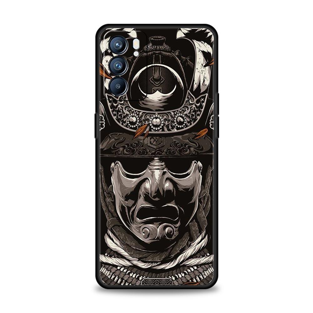 Samurai Hannya Mask Ghost Case For Oppo Reno13 Reno12 Reno11 F Reno10 Pro A54 5G Find X5 A53 A52 A9 A17 4G A79 A80 A98 Cover