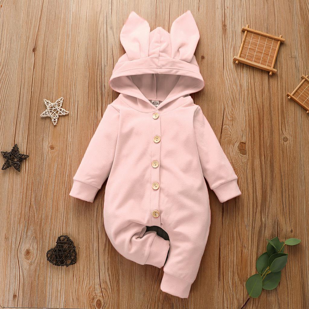 

Sagit для новорожденных девочек и мальчиков однотонный комбинезон с кроличьими ушками, мягкий комбинезон, одежда