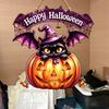 Seasonal Halloween Door Sign Wood Wall Plaque with Rope Cord, Greeting Accent for Entryway Porch Window and Party Display Styling Use