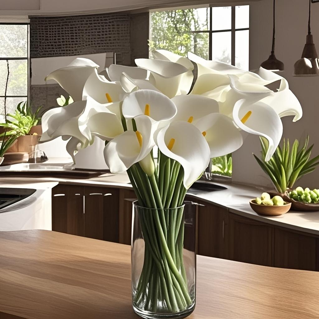 12 Stück Calla-Lilien Simulationsblumen mit PU-Haptik, Geeignet für Hochzeit, Heim- und Bürodekoration, Frühlingsarrangement, Blumendekorationen