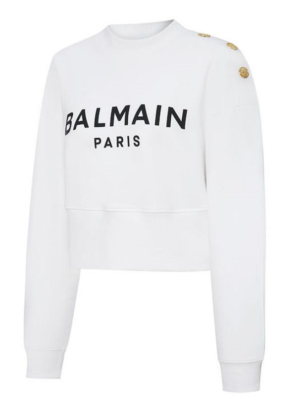 Balmain 25AW Nowa Damska Sportowa Bluza z Kapturem i Okrągłym Dekoltem - Modna, Luźna i Wygodna