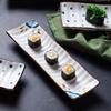 Rechteckige Keramikplatte im japanischen Stil, Sushi-Snack-Dessert-Serviertablett für Frühstück & Haushaltsgeschirr