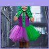 Halloween Coringa Role Play Menina Vestido Verde Conjunto de Luvas Para Festa