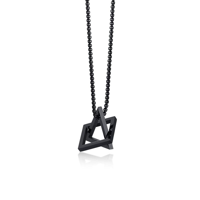 Vnox Retro Hollow Cube Pendant for Men Stainless Steel Square Vintage Necklace Punk Geometric Collier 24" Chain