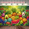 2D Summer Birthday Background Cloth Colorful Tropical Fruit Banner for Decor