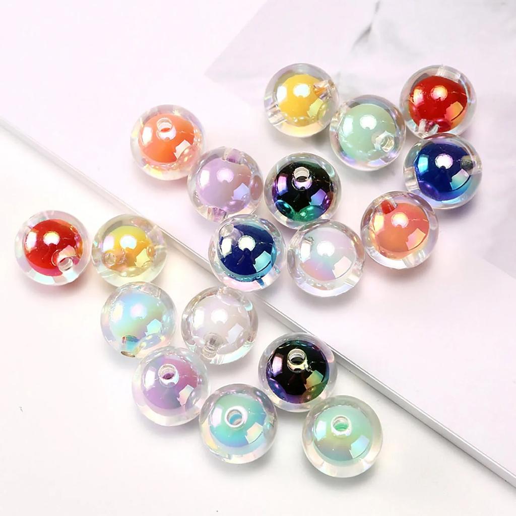 10/60Pcs 16Mm Round Mixed Color Shine Smooth Acrylic Spacer Beads For Jewelry Making Diy Handmade Bracelet Necklace Accessories