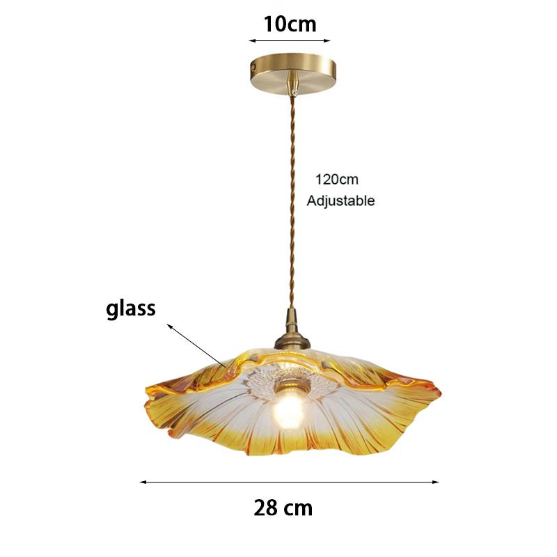 Retro Lotus-shaped Glass Pendant Lamp for Home Cecoration Lighting Dining Room Bedroom Bedside Long-line Ceiling Lamp Store Lamp