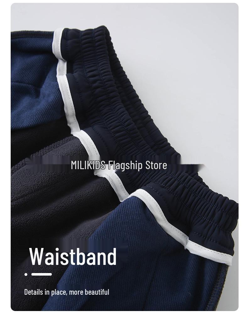 Dziecięce wiatroodporne spodnie dresowe z polaru - Jesienno-zimowa odzież sportowa dla chłopców i dziewcząt