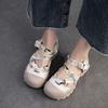 Johnature Leisure Thick Sole Round Toe Sandals Breathable Shallow Hook& Loop Casual Women's Shoes