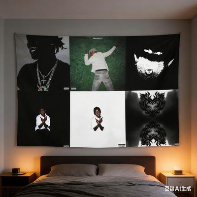 1pc Rap Music Album Cover Collage Tapestry Polyester 2D Print Wall Hanging for Bedroom Living Room Dorm Decor Music Lover Gift