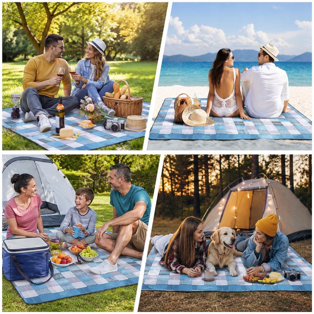 [PACZB] Large Beach Picnic Blanket with Aluminum Insulation 200x200cm D736