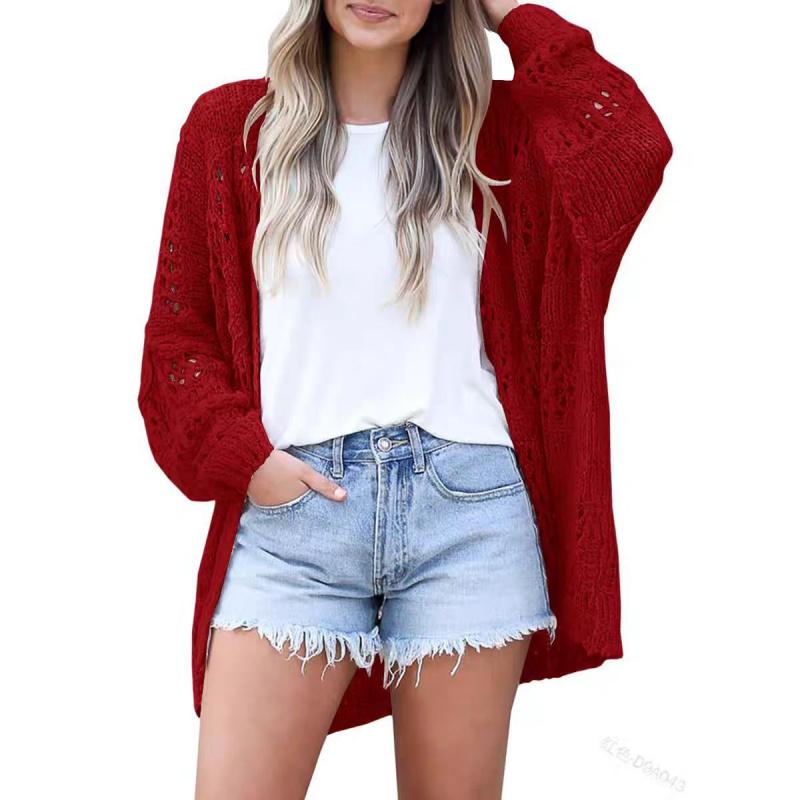 2026 Spring and Autumn New Fashion Women's Cardigan Long Sleeve Hollow Mohair Sweater Coat