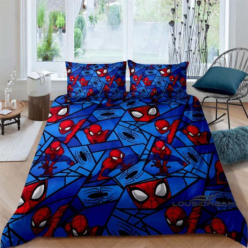 Spider-Man 3D printed duvet cover and pillowcase bedding set, available for single, double, king, and queen beds, suitable for