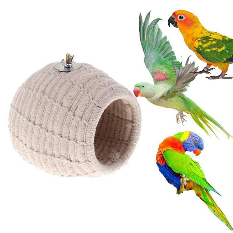 

A34R 2X Rope Weave Bird Breeding Nest Bed House Toy For Budgie Parakeet Parrot Cage Perch Hatching Nesting Box бежевий