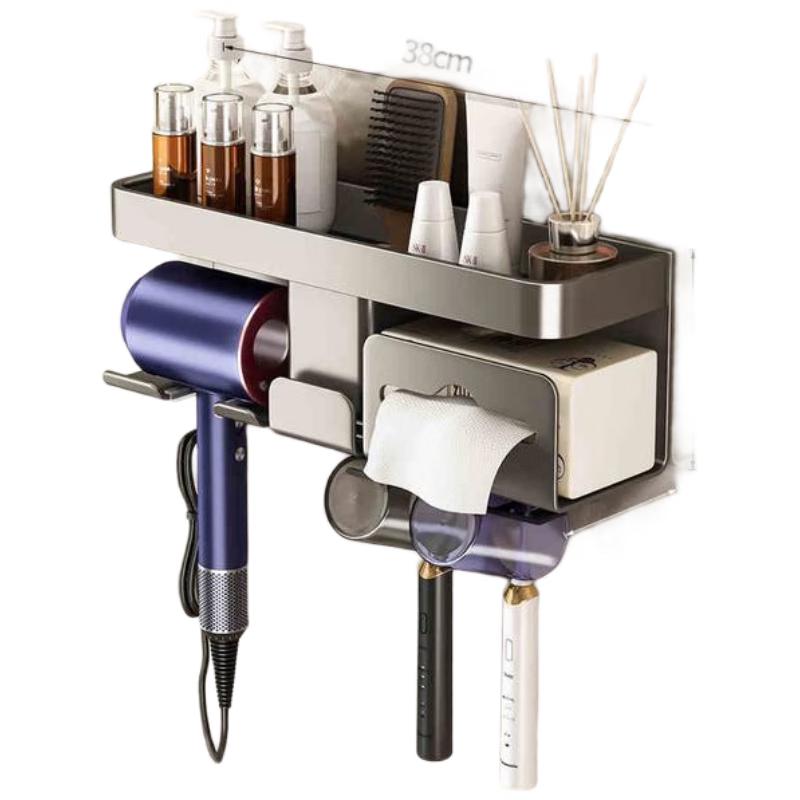 Wall-Mounted Toothbrush Holder with Cups and Multi-Storage
