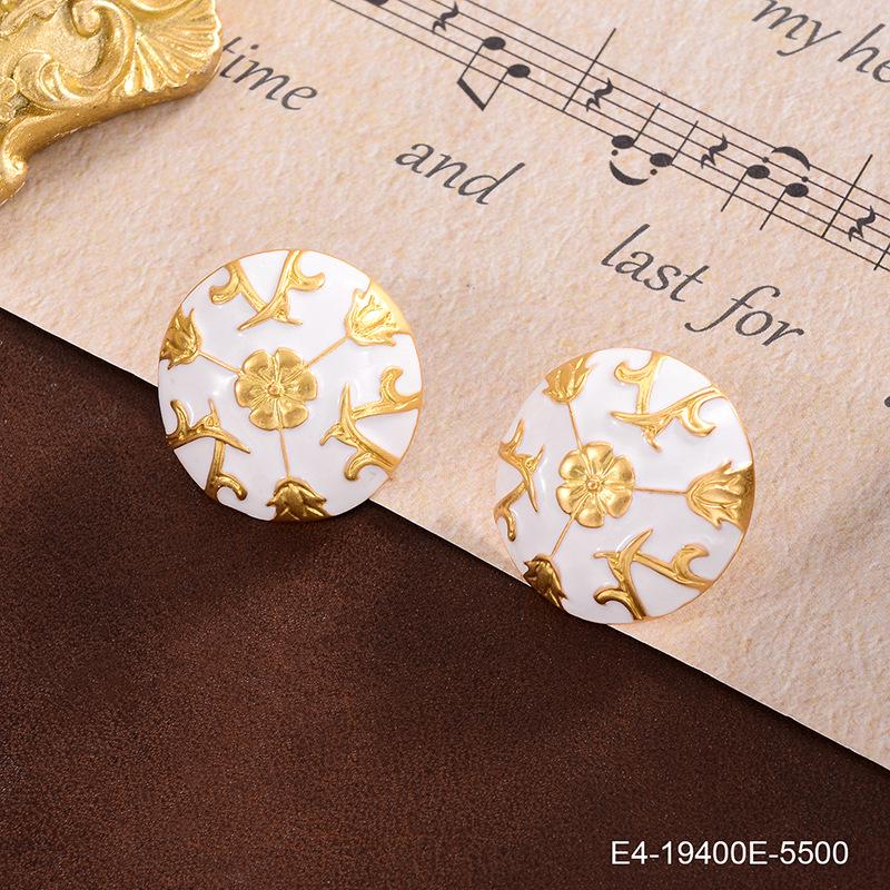 Vintage White Round Drop Earrings - French Retro Style Women's Light Luxury