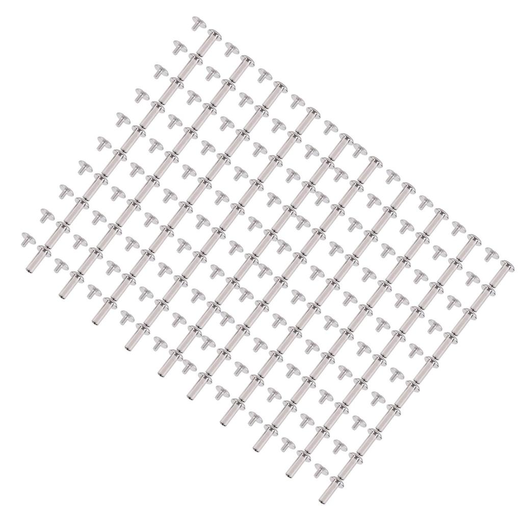 100 Sets Screw Rivet M2 Round Flat Head Stainless Steel Leather Rivets Binding Screws for Crafts