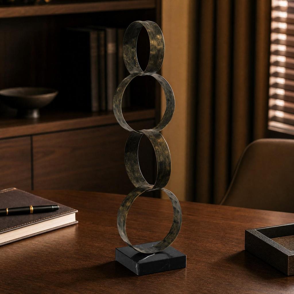 Freestanding Metal Circle Sculpture Minimalistic for Office