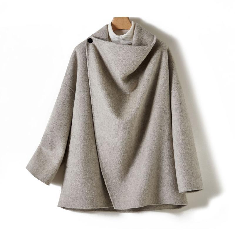 Ding, yak wool double-sided woolen loose coat autumn and winter women's clothing thickened wool single-grain buckle coat