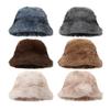 Winter Basin Hat Solid Color Thickened Soft Plush Warm Bucket Hat Windproof