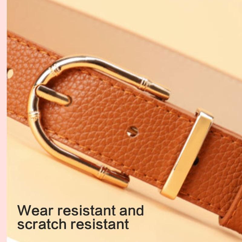 Women's Fashion Belt Bamboo Clasp Design Sash Adjustable Faux Leather Waist Strap for Casual and Formal Outfits