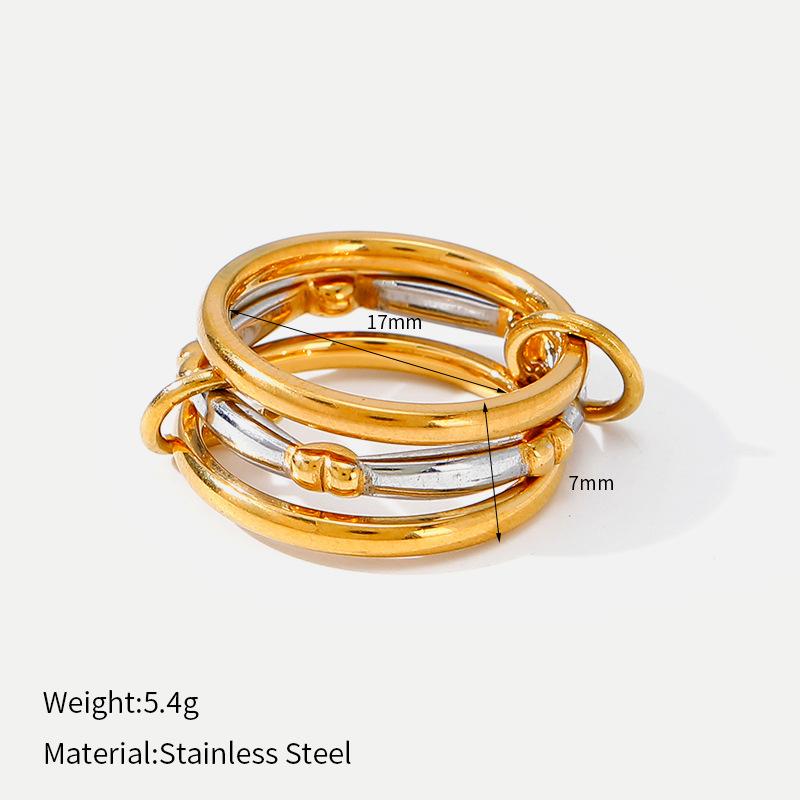European and American style stainless steel hot-selling women's rings geometric stacking design high-end ring niche jewelry women