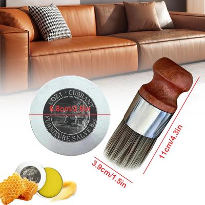 2 Stück Möbelpflege für Leder Set - Lederpflege für Möbel mit 1 Pinsel und 120 ml Salbe, Möbelpflege für Leder
