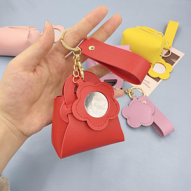 Korean PVC Leather Mini Flower Keychain Bag & Earphone Case
