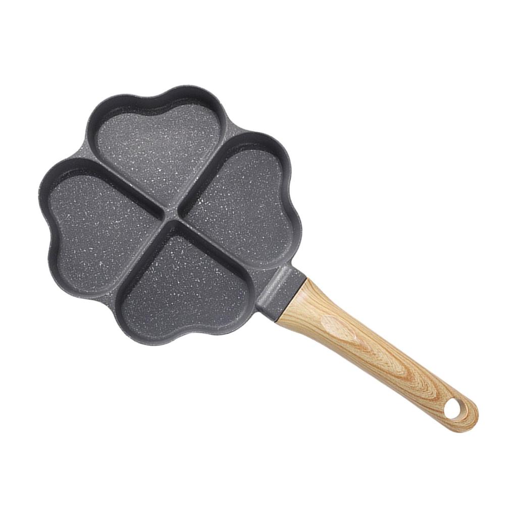 Omelet Pan Divided Egg Skillet Anti Scald Handle 4 Cup Mini Egg Cooker Pan Mini Pancake Pan for Baking Frying Steak