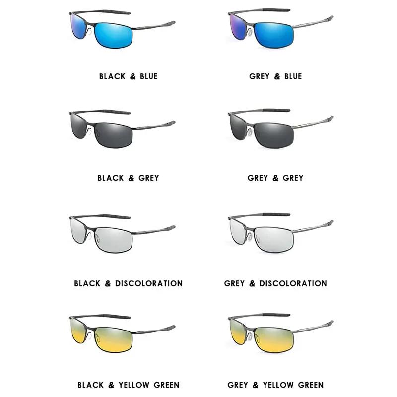 Lunettes de soleil photochromiques polarisées pour hommes Lunettes carrées en métal pour hommes Lunettes de soleil de conduite UV400 Lunettes de cyclisme pour sports de plein air