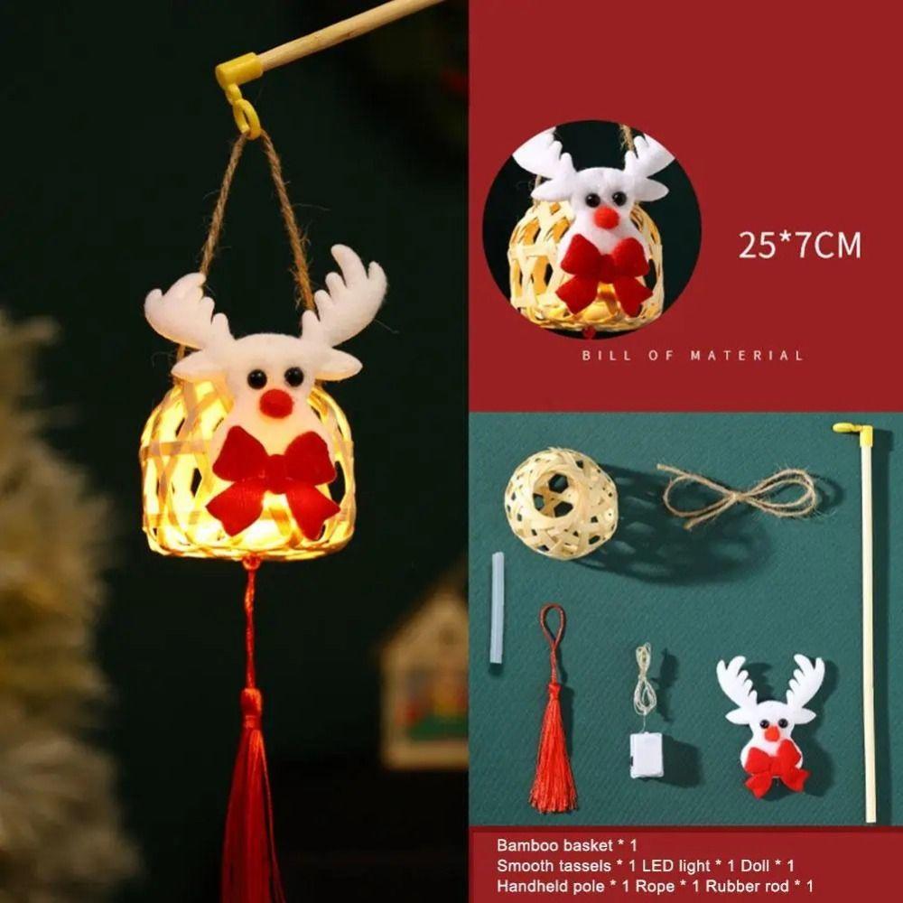 Handheld Christmas Bamboo Lantern Light-emitting Handmade Woven Lamp  Decoration