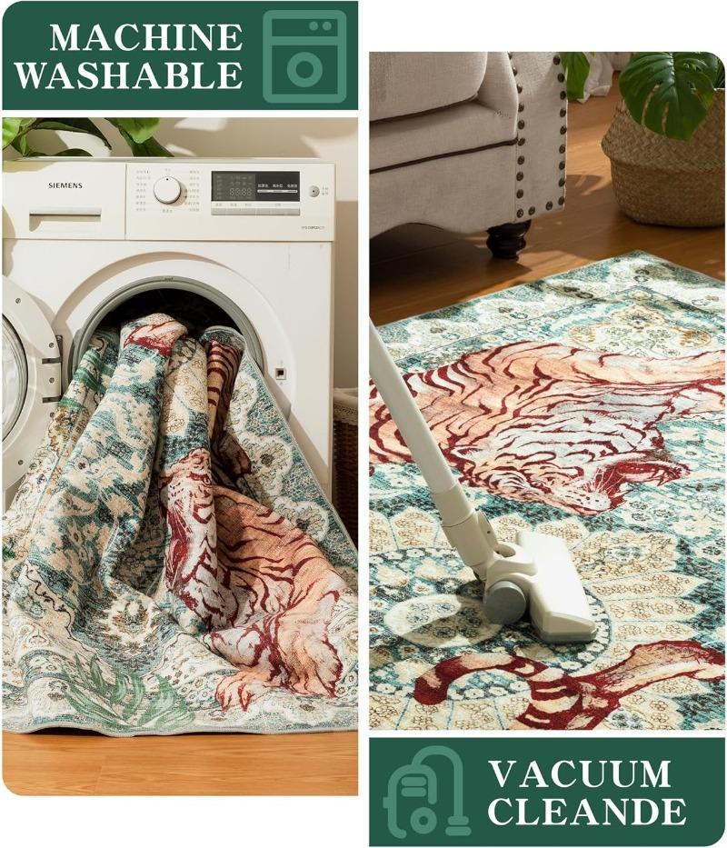 Tiger Animal Living Room Carpet Luxury Washable Foldable Non-slip Bedroom Bedside Mat Coffee Table Cloakroom Rugs Alfombra