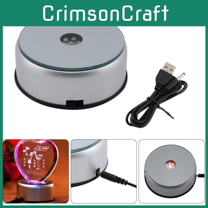 Stunning 110v-220v 3d Crystal Laser Display Lamp Base Holder With Original Rotating Led Night Light Adapter