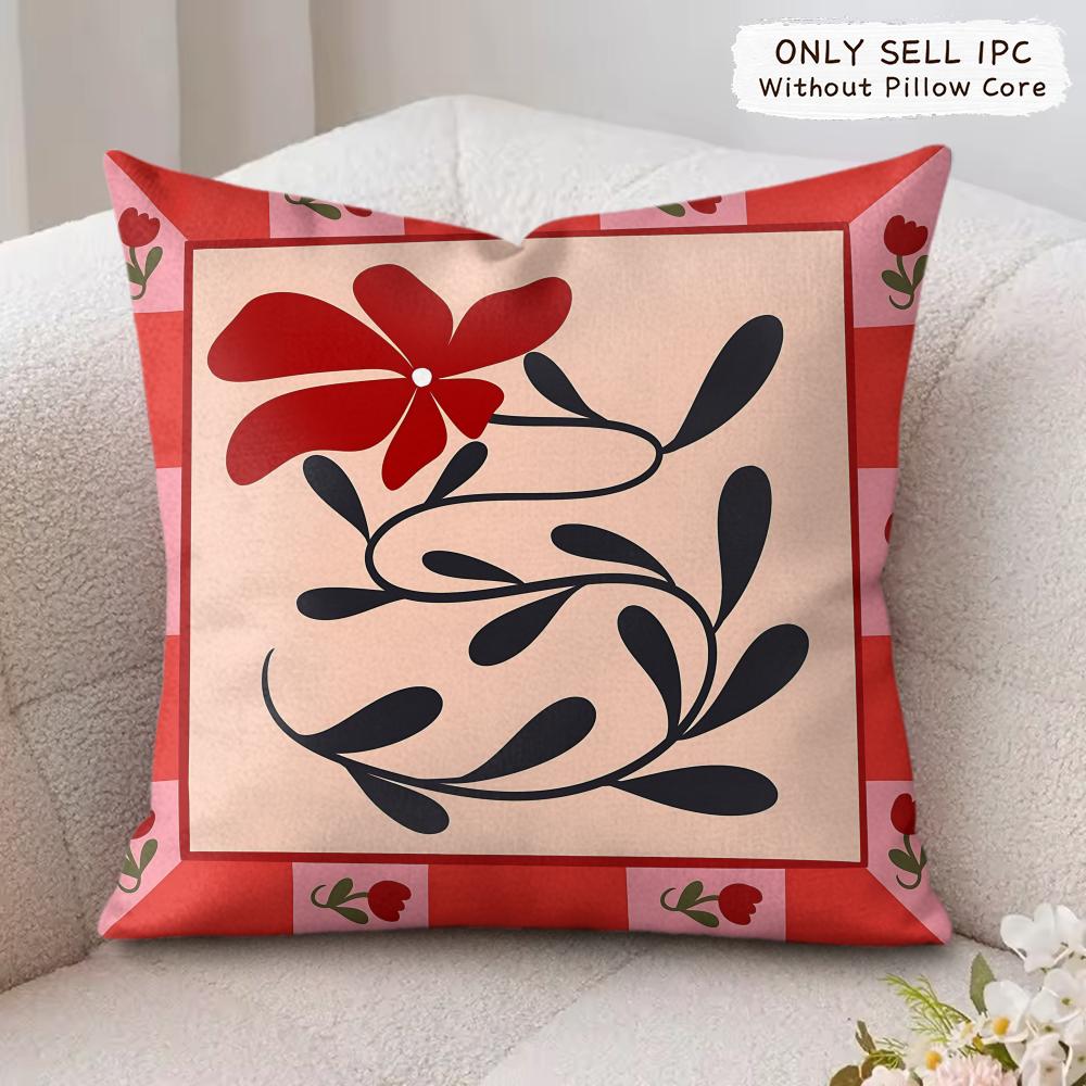 Flower Ins Simple Art Cushion Cover Silky Short Plush Invisible Zipper Dustproof Sofa Pillow Case For Home Decor